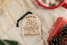 Load image into Gallery viewer, Wood Name Ornament Book Christmas Ornament, Personalized Gift for Book Lover