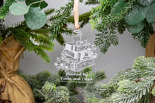 Load image into Gallery viewer, Clear Acrylic Powered by Books and Coffee Book Lover Ornament, Gift for Readers, Bookish Merch