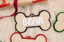 Load image into Gallery viewer, Custom Dog Bone Name Ornament, Personalized Christmas Ornament for Dogs, Acrylic and Wood