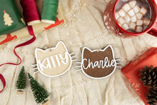 Load image into Gallery viewer, Wood 3D Gingerbread Cat Ornament, Pet Christmas Ornament, Cat Lover Gift