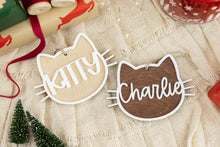 Load image into Gallery viewer, Wood 3D Gingerbread Cat Ornament, Pet Christmas Ornament, Cat Lover Gift