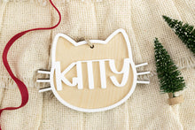 Load image into Gallery viewer, Wood 3D Gingerbread Cat Ornament, Pet Christmas Ornament, Cat Lover Gift