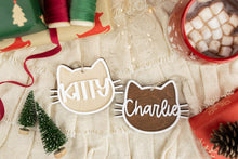 Load image into Gallery viewer, Wood 3D Gingerbread Cat Ornament, Pet Christmas Ornament, Cat Lover Gift
