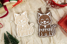 Load image into Gallery viewer, Wood 3D Gingerbread Ornament, Cat Name Ornament, Pet Christmas Ornament, Cat Lover Gift