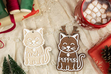 Load image into Gallery viewer, Wood 3D Gingerbread Ornament, Cat Name Ornament, Pet Christmas Ornament, Cat Lover Gift