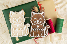 Load image into Gallery viewer, Wood 3D Gingerbread Ornament, Cat Name Ornament, Pet Christmas Ornament, Cat Lover Gift