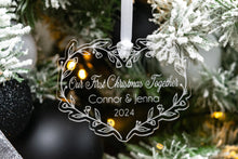 Load image into Gallery viewer, Floral Acrylic First Christmas Together Ornament, Personalized New Couple Ornament, Christmas Gift for Girlfriend