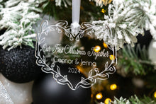 Load image into Gallery viewer, Floral Acrylic First Christmas Together Ornament, Personalized New Couple Ornament, Christmas Gift for Girlfriend