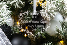 Load image into Gallery viewer, Floral Acrylic First Christmas Together Ornament, Personalized New Couple Ornament, Christmas Gift for Girlfriend