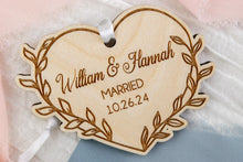 Load image into Gallery viewer, Wood Leafy Heart Married Christmas Ornament, Personalized Wedding Gift