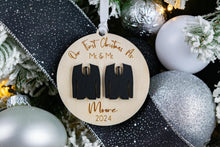 Load image into Gallery viewer, 3D Wood and Acrylic First Christmas as Mr and Mrs, Wedding Gift for Couple, Newlywed Ornament