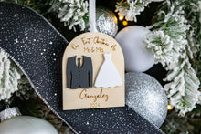 Load image into Gallery viewer, 3D Wood and Acrylic First Christmas as Mr and Mrs, Married Christmas Arch Ornament, Wedding Gift
