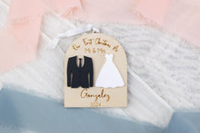 Load image into Gallery viewer, 3D Wood and Acrylic First Christmas as Mr and Mrs, Married Christmas Arch Ornament, Wedding Gift