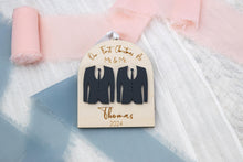 Load image into Gallery viewer, 3D Wood and Acrylic First Christmas as Mr and Mrs, Married Christmas Arch Ornament, Wedding Gift