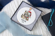 Load image into Gallery viewer, Raccoon Name Ornament, Custom Raccoon Gift, Animal Lover Gift, Personalized Ornament for Kids