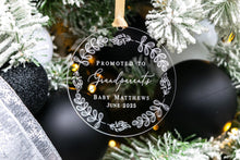 Load image into Gallery viewer, Promoted to Grandparents Ornament, Grandparent Gift, Grandparent Pregnancy Announcement, Baby Announcement, Pregnancy Announcement