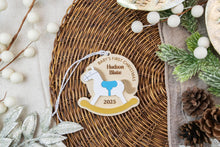 Load image into Gallery viewer, Personalized Rocking Horse Baby's First Christmas Ornament, Custom Newborn Ornament, Keepsake for New Parents