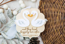 Load image into Gallery viewer, Personalized Swan Wedding Ornament | Happily Ever After Ornament | First Christmas Married | Newlywed Gift