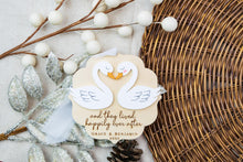 Load image into Gallery viewer, Personalized Swan Wedding Ornament | Happily Ever After Ornament | First Christmas Married | Newlywed Gift