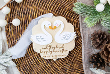 Load image into Gallery viewer, Personalized Swan Wedding Ornament | Happily Ever After Ornament | First Christmas Married | Newlywed Gift