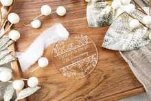 Load image into Gallery viewer, Personalized Anniversary Ornament | Engraved Acrylic 25th Anniversary Gift | Custom Wedding Anniversary Keepsake | Gift for Husband or Wife