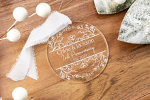 Load image into Gallery viewer, Personalized Anniversary Ornament | Custom Engraved Acrylic Keepsake | Wedding Anniversary Gift for Couple | Any Year Anniversary