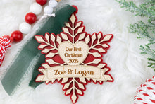 Load image into Gallery viewer, Custom Our First Christmas Together Ornament, Our First Christmas Married, Personalized Couple Ornament, Multiple Color and Ribbon Options