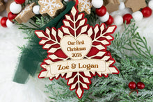 Load image into Gallery viewer, Custom Our First Christmas Together Ornament, Our First Christmas Married, Personalized Couple Ornament, Multiple Color and Ribbon Options