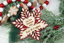 Load image into Gallery viewer, Custom Our First Christmas Together Ornament, Our First Christmas Married, Personalized Couple Ornament, Multiple Color and Ribbon Options