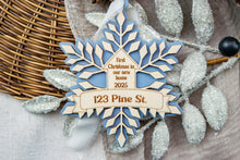 Load image into Gallery viewer, Custom First Christmas in Our New Home Ornament, New House Ornament, Realtor Closing Gift, Housewarming Gift, Multiple Color Options