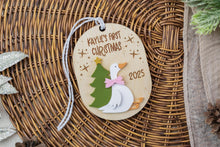 Load image into Gallery viewer, Personalized Silly Goose Baby's First Christmas Ornament, Custom Gift for Baby, Keepsake for New Parents