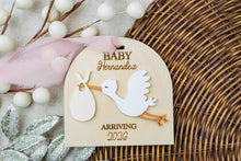 Load image into Gallery viewer, Personalized Stork Baby Announcement Ornament, Expecting Baby Ornament