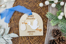 Load image into Gallery viewer, Personalized Stork Baby Announcement Ornament, Expecting Baby Ornament
