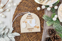 Load image into Gallery viewer, Personalized Stork Baby Announcement Ornament, Expecting Baby Ornament