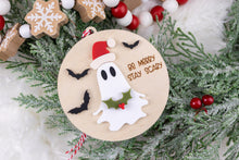Load image into Gallery viewer, Be Merry Stay Scary Ornament | Ghost Christmas Ornament | Spooky Gothic Holiday Decor | Funny Creepy Christmas Gift