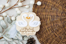 Load image into Gallery viewer, Personalized Swan Wedding Ornament | Happily Ever After Ornament | First Christmas Married | Newlywed Gift
