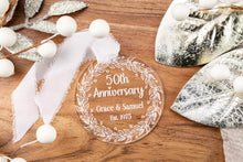 Load image into Gallery viewer, Personalized 50th Anniversary Ornament | Engraved Acrylic Anniversary Gift | Custom Wedding Keepsake | Golden Anniversary Gift for Parents