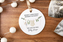 Load image into Gallery viewer, Merry Christmas Mommy & Daddy Ornament | Personalized Ornament for Expecting Parents | Pregnancy Announcement Gift | Baby Reveal Keepsake