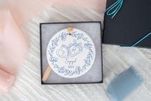 Load image into Gallery viewer, Chinoiserie Engagement Ornament | Blue Toile Our First Christmas Engaged Ornament | Personalized Engagement Gift for Couple