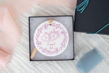 Load image into Gallery viewer, Chinoiserie Engagement Ornament | Blue Toile Our First Christmas Engaged Ornament | Personalized Engagement Gift for Couple