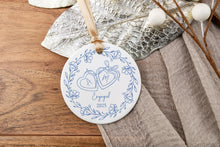 Load image into Gallery viewer, Chinoiserie Engagement Ornament | Blue Toile Our First Christmas Engaged Ornament | Personalized Engagement Gift for Couple