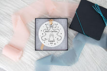 Load image into Gallery viewer, Blue Toile Our First Christmas Engaged Ornament, Chinoiserie Engagement Ornament, Personalized Engaged Ornament, Engagement Gift for Couple