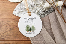 Load image into Gallery viewer, Last Christmas as Two Ornament | Expecting Parents Gift | Pregnancy Announcement Ornament | Baby Keepsake | New Parents Gift