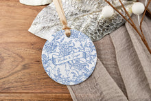 Load image into Gallery viewer, Chinoiserie Personalized Couple Ornament, Blue Toile Our First Christmas Couple Ornament, Gift for Couple, Personalized Names Ornament