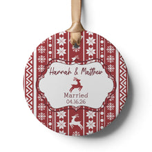Load image into Gallery viewer, Personalized Reindeer Pattern Married Ornament, First Christmas Married, Custom Newlywed Ornament, Gift for Couple