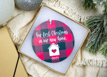 Load image into Gallery viewer, Buffalo Plaid Our First Christmas In Our New Home Ornament
