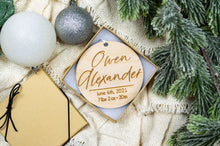 Load image into Gallery viewer, Personalized Engraved Baby Name and Birth Stats Ornament - Birth Announcement Ornament
