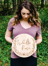 Load image into Gallery viewer, Floral Baby Girl Name Sign - Rose Baby Girl Nursery Decor