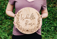 Load image into Gallery viewer, Floral Baby Girl Name Sign - Rose Baby Girl Nursery Decor