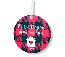 Load image into Gallery viewer, Buffalo Plaid Our First Christmas In Our New Home Ornament